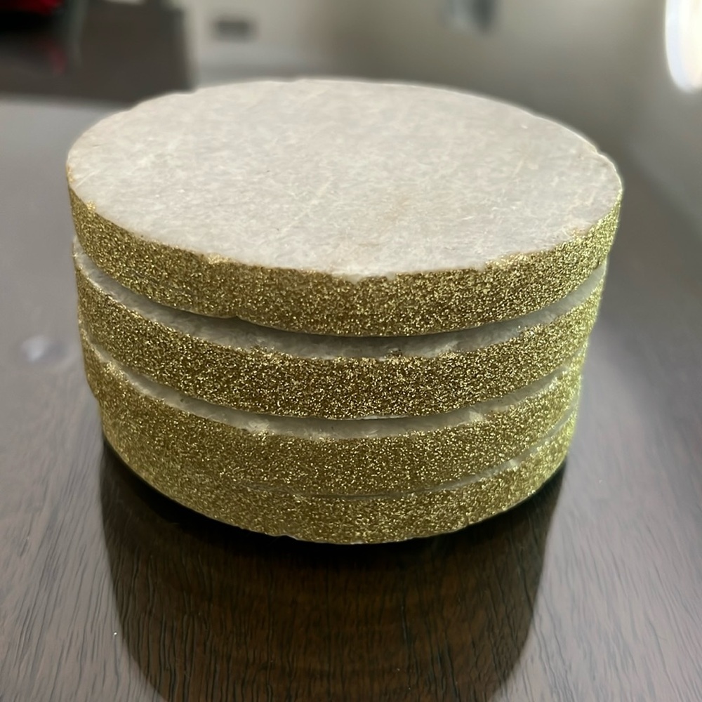 West Elm Marble & Gold Set of 3 Coasters